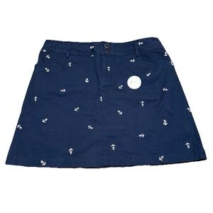 NWT Christopher & Banks Navy Blue Nautical Anchor‎ Embroidered Skort Women's 12P